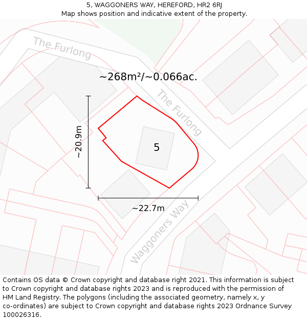 5, WAGGONERS WAY, HEREFORD, HR2 6RJ: Plot and title map
