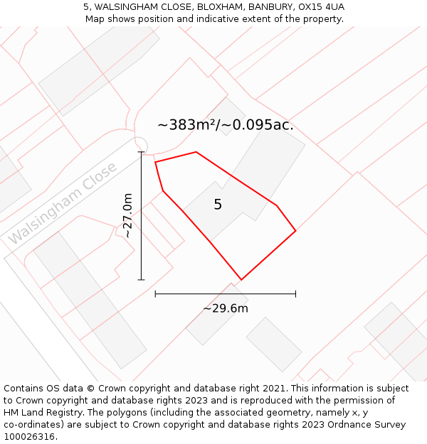 5, WALSINGHAM CLOSE, BLOXHAM, BANBURY, OX15 4UA: Plot and title map