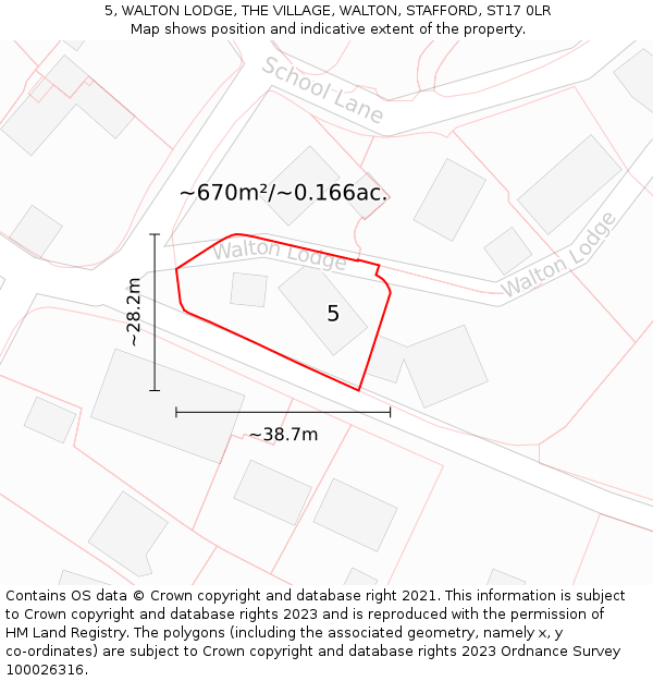 5, WALTON LODGE, THE VILLAGE, WALTON, STAFFORD, ST17 0LR: Plot and title map