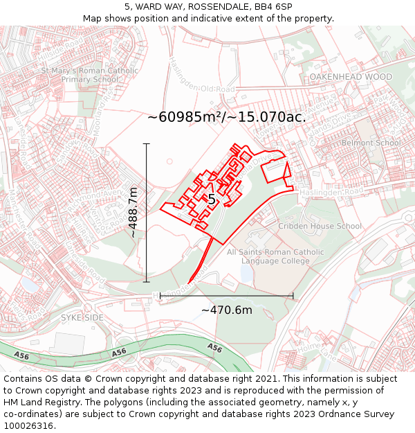 5, WARD WAY, ROSSENDALE, BB4 6SP: Plot and title map