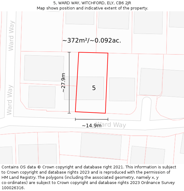5, WARD WAY, WITCHFORD, ELY, CB6 2JR: Plot and title map