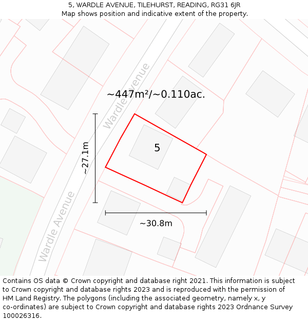 5, WARDLE AVENUE, TILEHURST, READING, RG31 6JR: Plot and title map