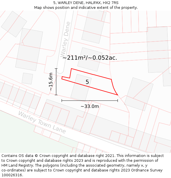 5, WARLEY DENE, HALIFAX, HX2 7RS: Plot and title map
