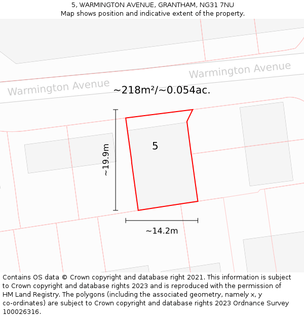 5, WARMINGTON AVENUE, GRANTHAM, NG31 7NU: Plot and title map