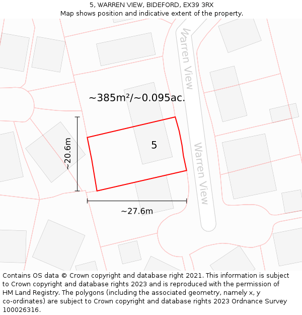 5, WARREN VIEW, BIDEFORD, EX39 3RX: Plot and title map