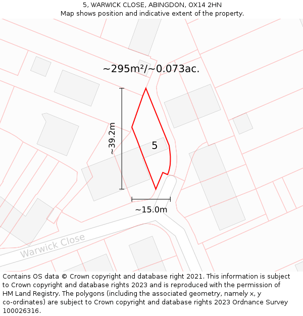 5, WARWICK CLOSE, ABINGDON, OX14 2HN: Plot and title map