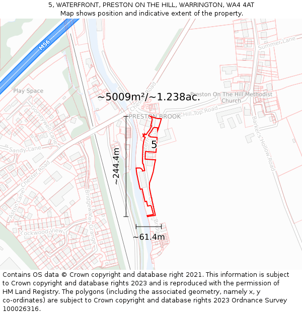 5, WATERFRONT, PRESTON ON THE HILL, WARRINGTON, WA4 4AT: Plot and title map