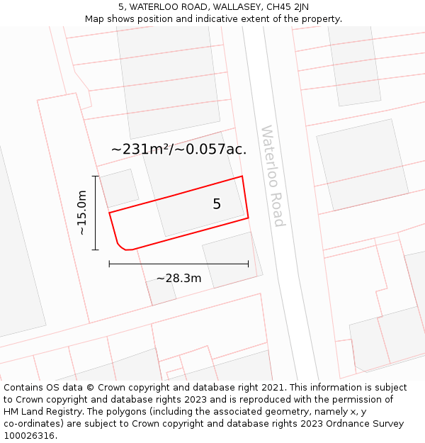 5, WATERLOO ROAD, WALLASEY, CH45 2JN: Plot and title map