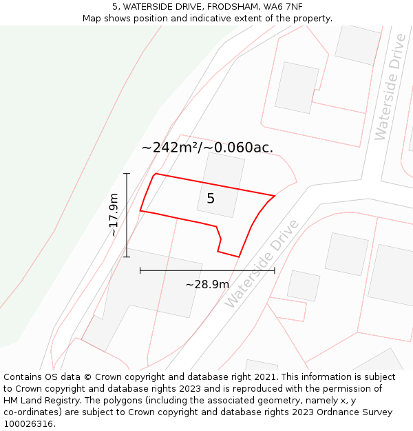 5, WATERSIDE DRIVE, FRODSHAM, WA6 7NF: Plot and title map