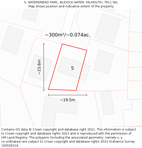 5, WATERSMEAD PARC, BUDOCK WATER, FALMOUTH, TR11 5EL: Plot and title map