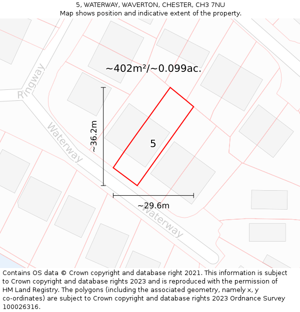 5, WATERWAY, WAVERTON, CHESTER, CH3 7NU: Plot and title map