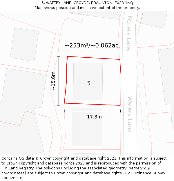 5, WATERY LANE, CROYDE, BRAUNTON, EX33 1NQ: Plot and title map