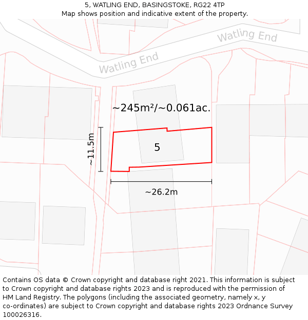 5, WATLING END, BASINGSTOKE, RG22 4TP: Plot and title map