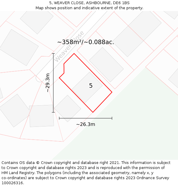 5, WEAVER CLOSE, ASHBOURNE, DE6 1BS: Plot and title map