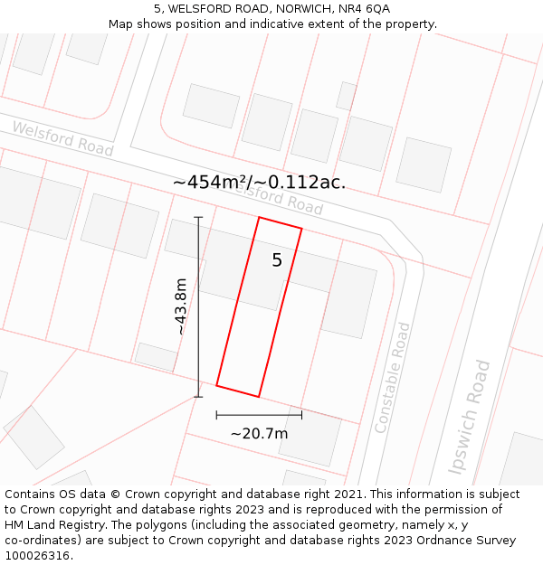 5, WELSFORD ROAD, NORWICH, NR4 6QA: Plot and title map
