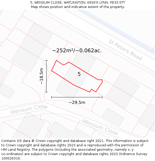 5, WENSUM CLOSE, WATLINGTON, KING'S LYNN, PE33 0TT: Plot and title map