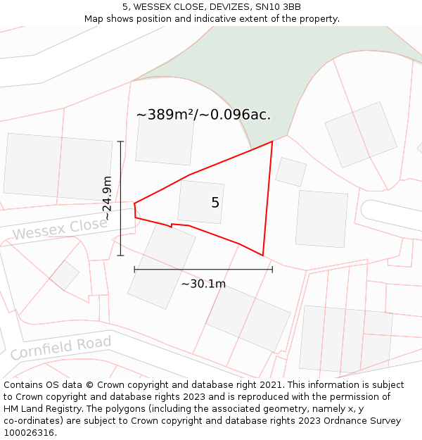 5, WESSEX CLOSE, DEVIZES, SN10 3BB: Plot and title map