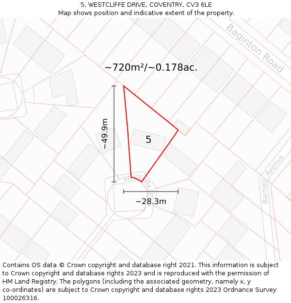 5, WESTCLIFFE DRIVE, COVENTRY, CV3 6LE: Plot and title map