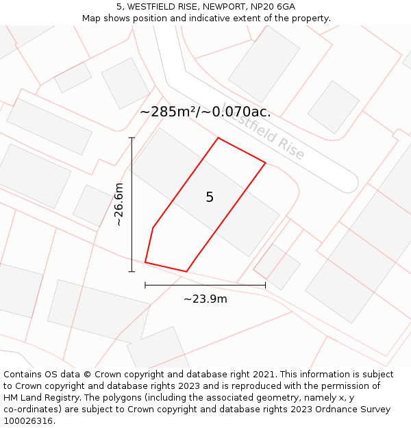 5, WESTFIELD RISE, NEWPORT, NP20 6GA: Plot and title map