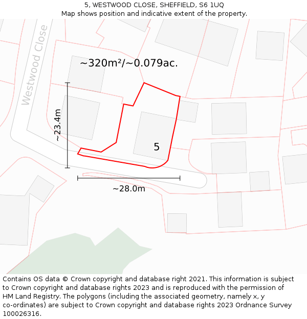 5, WESTWOOD CLOSE, SHEFFIELD, S6 1UQ: Plot and title map