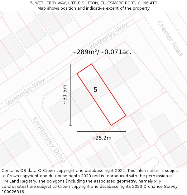 5, WETHERBY WAY, LITTLE SUTTON, ELLESMERE PORT, CH66 4TB: Plot and title map