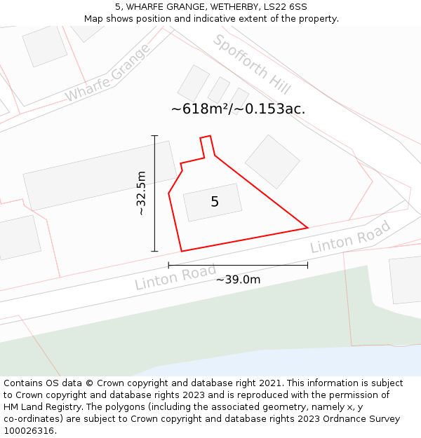 5, WHARFE GRANGE, WETHERBY, LS22 6SS: Plot and title map