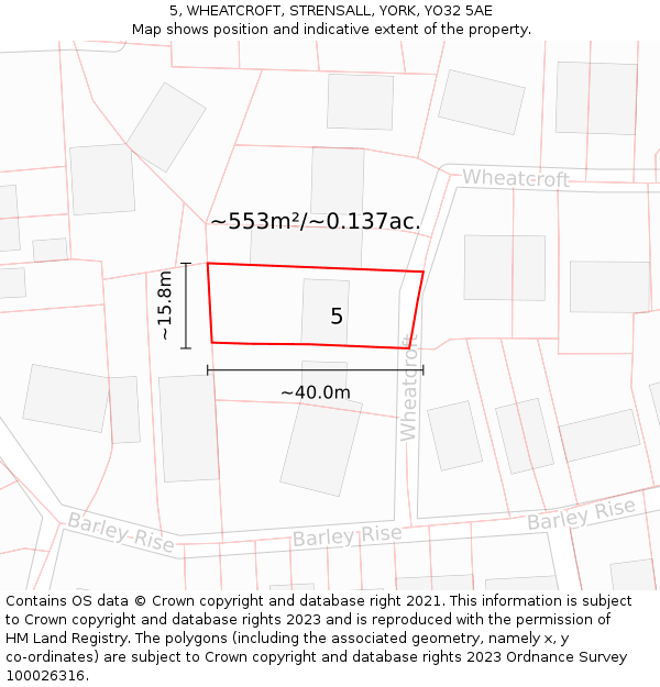 5, WHEATCROFT, STRENSALL, YORK, YO32 5AE: Plot and title map