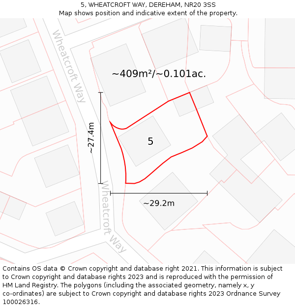 5, WHEATCROFT WAY, DEREHAM, NR20 3SS: Plot and title map