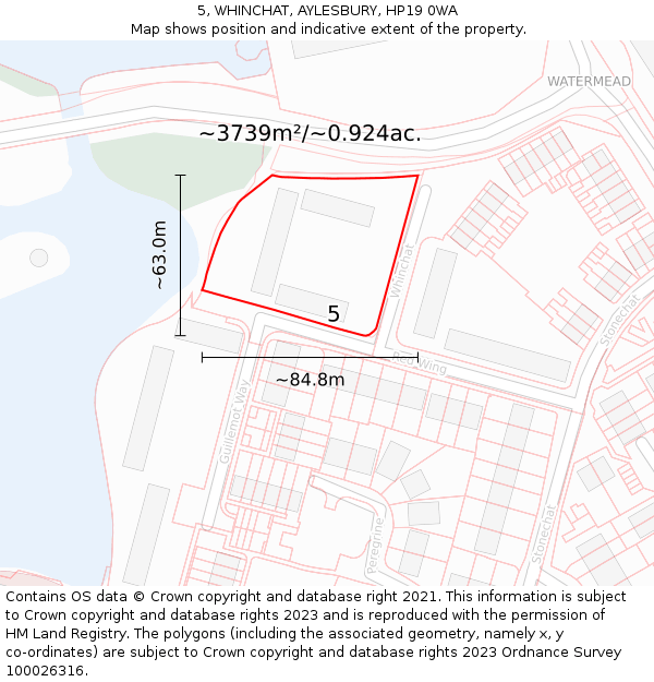 5, WHINCHAT, AYLESBURY, HP19 0WA: Plot and title map