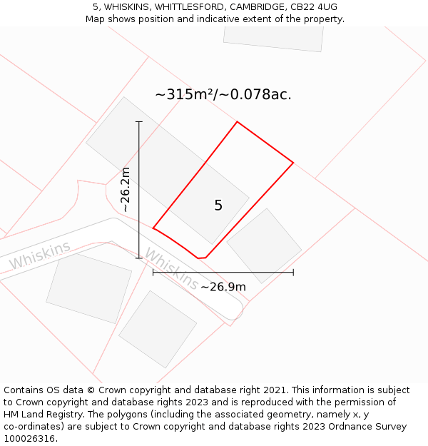 5, WHISKINS, WHITTLESFORD, CAMBRIDGE, CB22 4UG: Plot and title map