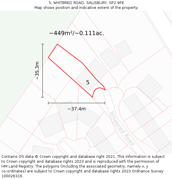 5, WHITBRED ROAD, SALISBURY, SP2 9PE: Plot and title map