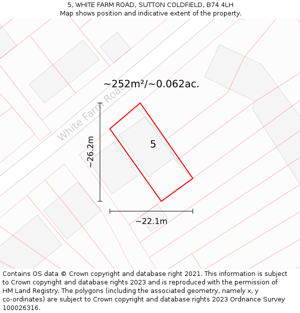 5, WHITE FARM ROAD, SUTTON COLDFIELD, B74 4LH: Plot and title map