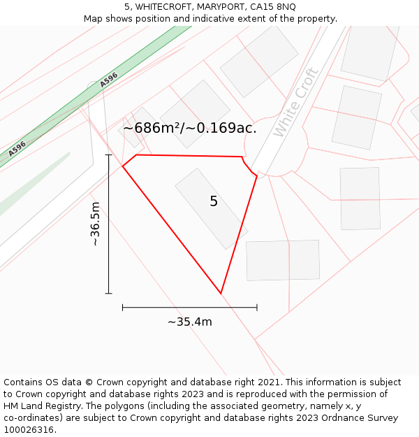 5, WHITECROFT, MARYPORT, CA15 8NQ: Plot and title map
