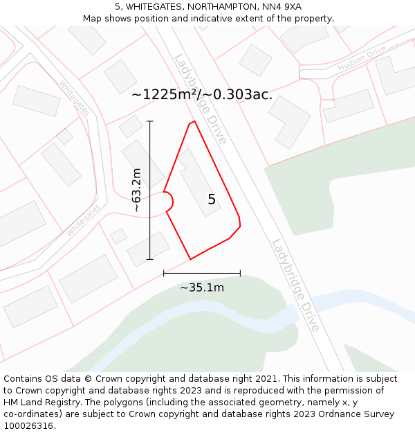 5, WHITEGATES, NORTHAMPTON, NN4 9XA: Plot and title map