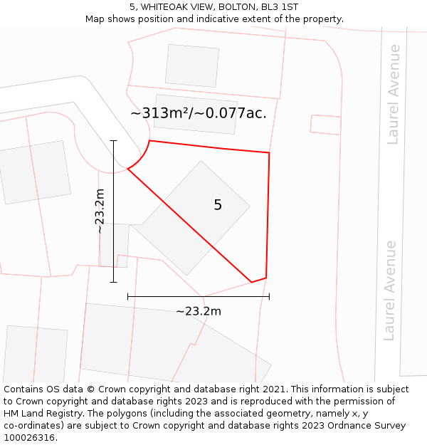 5, WHITEOAK VIEW, BOLTON, BL3 1ST: Plot and title map