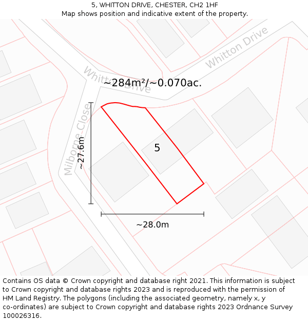 5, WHITTON DRIVE, CHESTER, CH2 1HF: Plot and title map