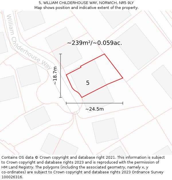 5, WILLIAM CHILDERHOUSE WAY, NORWICH, NR5 9LY: Plot and title map