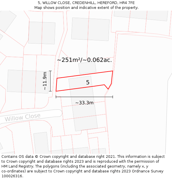 5, WILLOW CLOSE, CREDENHILL, HEREFORD, HR4 7FE: Plot and title map