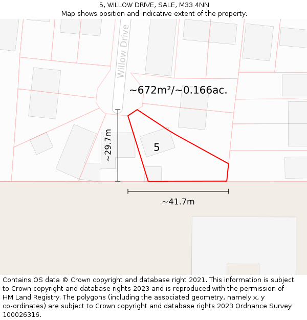 5, WILLOW DRIVE, SALE, M33 4NN: Plot and title map