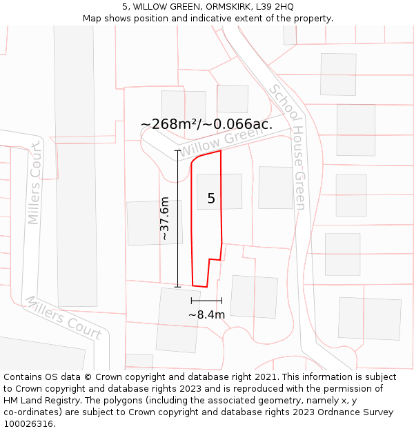 5, WILLOW GREEN, ORMSKIRK, L39 2HQ: Plot and title map