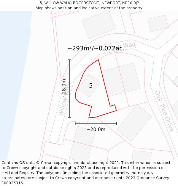 5, WILLOW WALK, ROGERSTONE, NEWPORT, NP10 9JP: Plot and title map