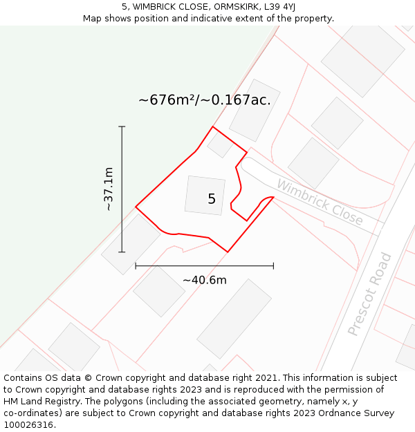 5, WIMBRICK CLOSE, ORMSKIRK, L39 4YJ: Plot and title map