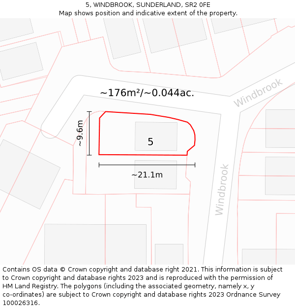 5, WINDBROOK, SUNDERLAND, SR2 0FE: Plot and title map