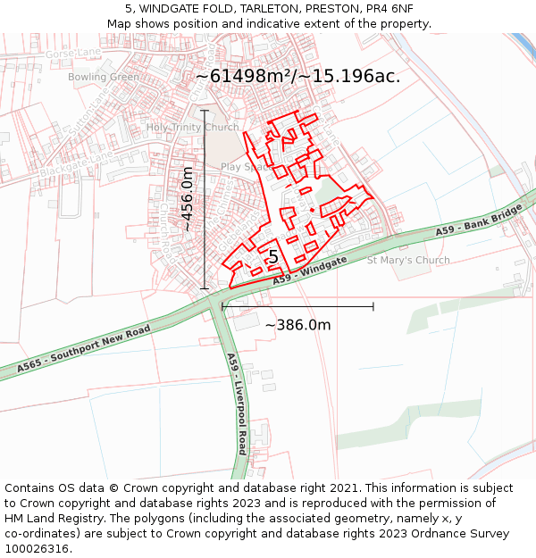 5, WINDGATE FOLD, TARLETON, PRESTON, PR4 6NF: Plot and title map