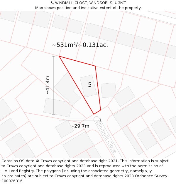 5, WINDMILL CLOSE, WINDSOR, SL4 3NZ: Plot and title map