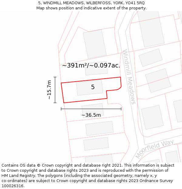 5, WINDMILL MEADOWS, WILBERFOSS, YORK, YO41 5RQ: Plot and title map
