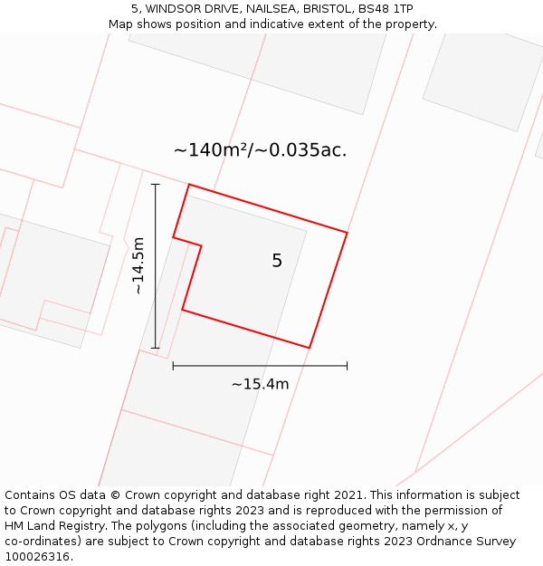 5, WINDSOR DRIVE, NAILSEA, BRISTOL, BS48 1TP: Plot and title map