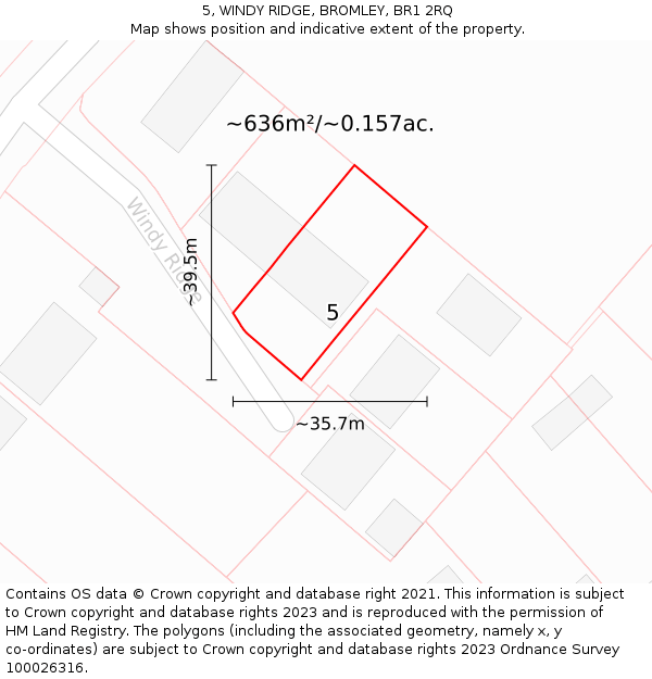 5, WINDY RIDGE, BROMLEY, BR1 2RQ: Plot and title map