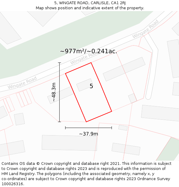5, WINGATE ROAD, CARLISLE, CA1 2RJ: Plot and title map