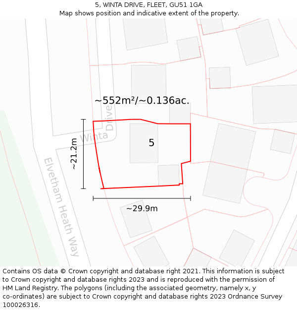 5, WINTA DRIVE, FLEET, GU51 1GA: Plot and title map
